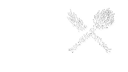 3d rendering of nails in shape of symbol of restaurant with shadows isolated on white background