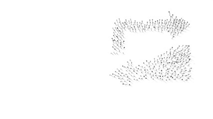 3d rendering of nails in shape of symbol of repeat with shadows isolated on white background