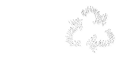 3d rendering of nails in shape of symbol of recycle with shadows isolated on white background