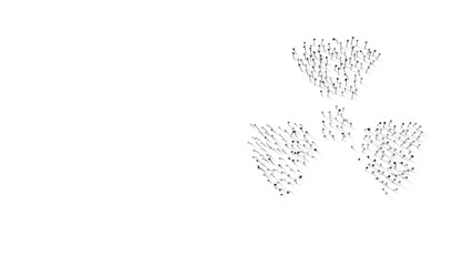 3d rendering of nails in shape of symbol of radiation with shadows isolated on white background