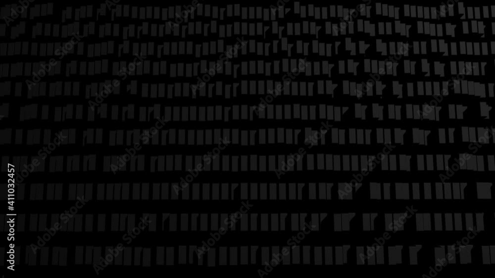 Poster 3d abstract geometric creative dark background with looping flowing animation, black columns rise an