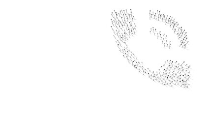 3d rendering of nails in shape of symbol of phone working indicator with shadows isolated on white background