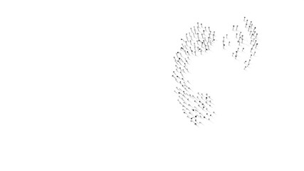 3d rendering of nails in shape of symbol of phone volume with shadows isolated on white background