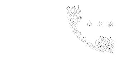 3d rendering of nails in shape of symbol of phone with shadows isolated on white background