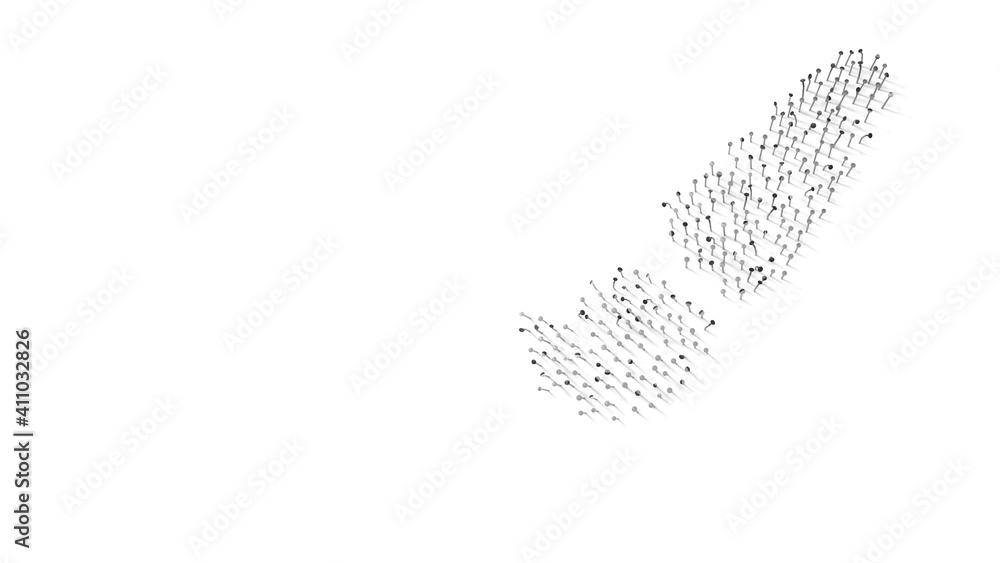 Poster 3d rendering of nails in shape of symbol of paint brush with shadows isolated on white background