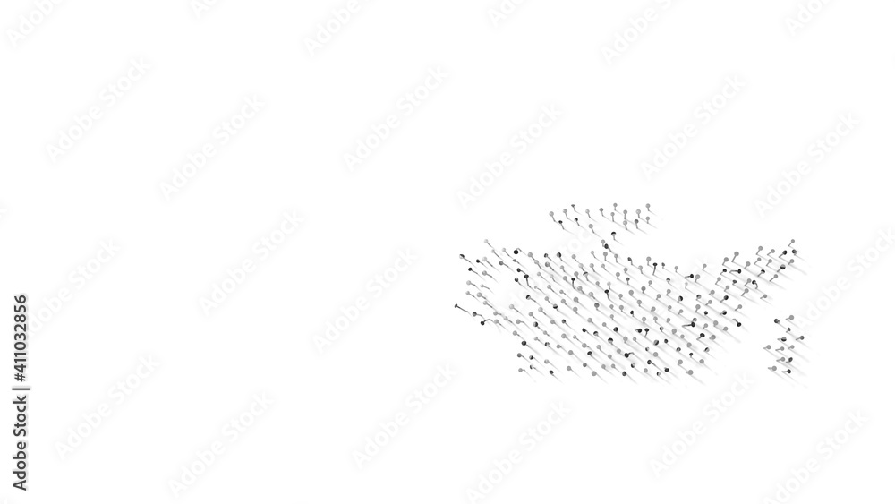 Poster 3d rendering of nails in shape of symbol of oil can with shadows isolated on white background