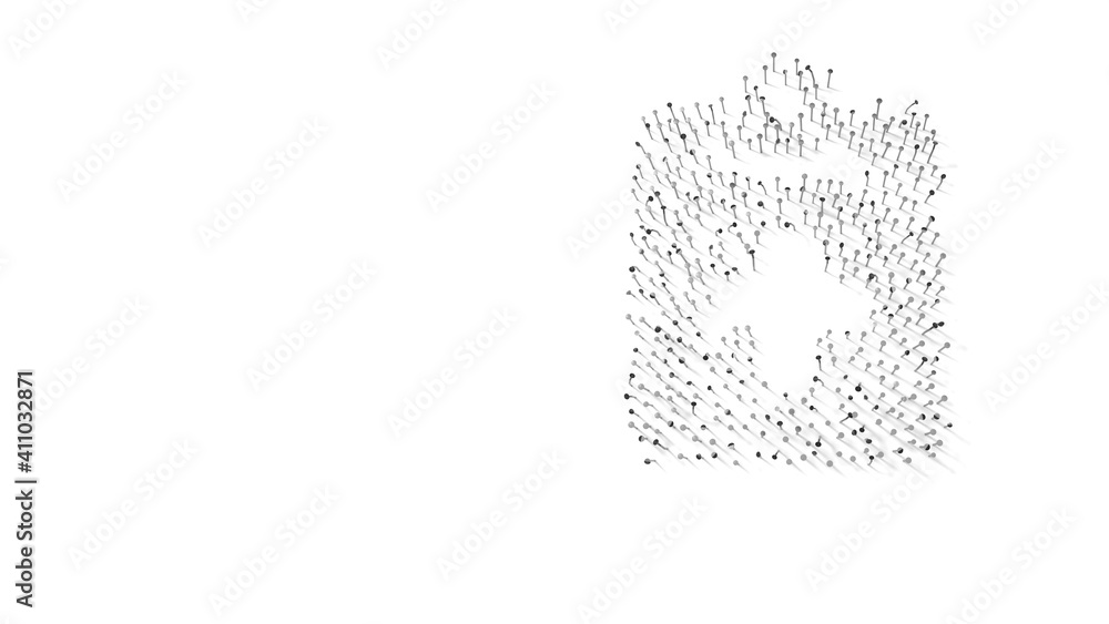 Aufkleber 3d rendering of nails in shape of symbol of notes medical with shadows isolated on white background