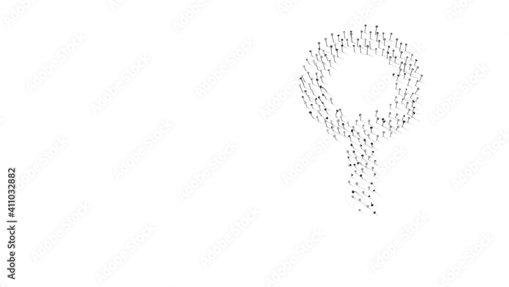 Aufkleber 3d rendering of nails in shape of symbol of neuter with shadows isolated on white background