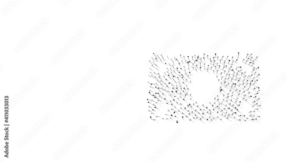 Poster 3d rendering of nails in shape of symbol of money bill with shadows isolated on white background