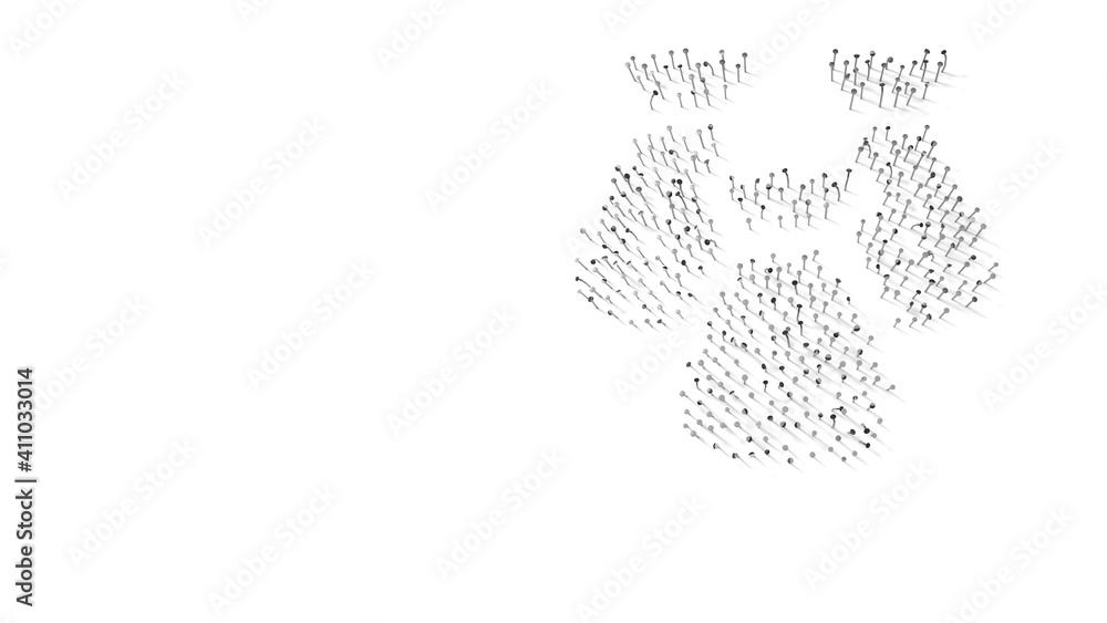 Poster 3d rendering of nails in shape of symbol of money bag with shadows isolated on white background