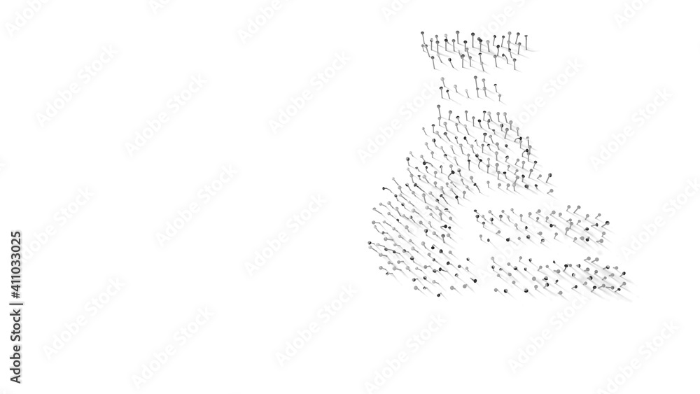 Poster 3d rendering of nails in shape of symbol of money bag with shadows isolated on white background