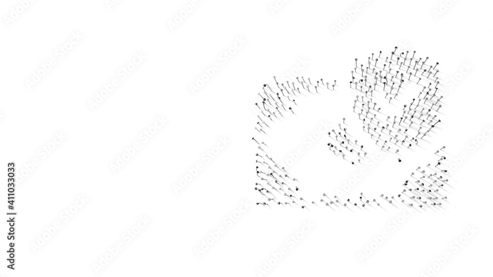 Poster 3d rendering of nails in shape of symbol of money with shadows isolated on white background