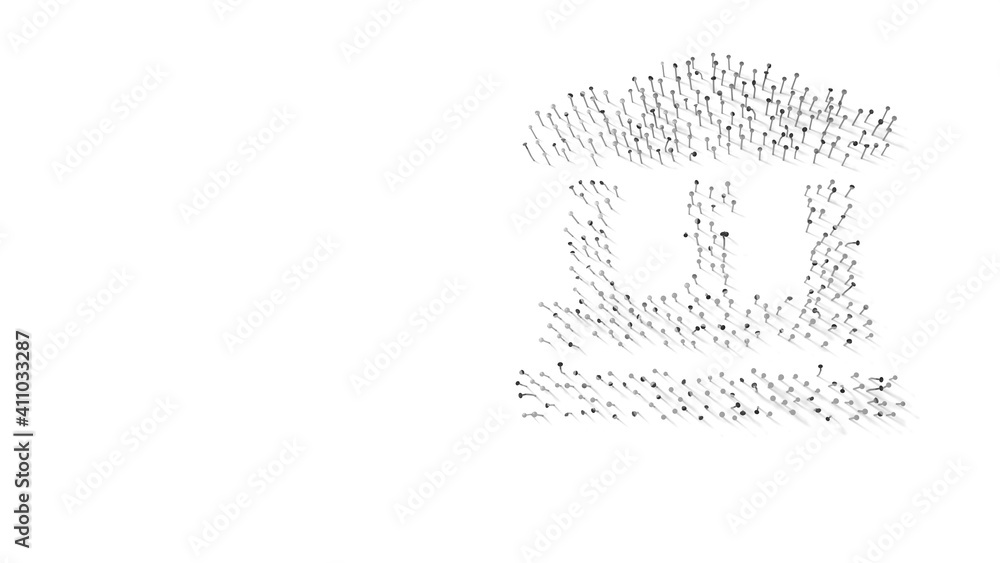 Aufkleber 3d rendering of nails in shape of symbol of landmark with shadows isolated on white background