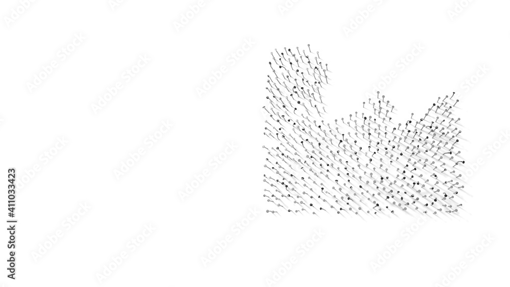Aufkleber 3d rendering of nails in shape of symbol of industry with shadows isolated on white background