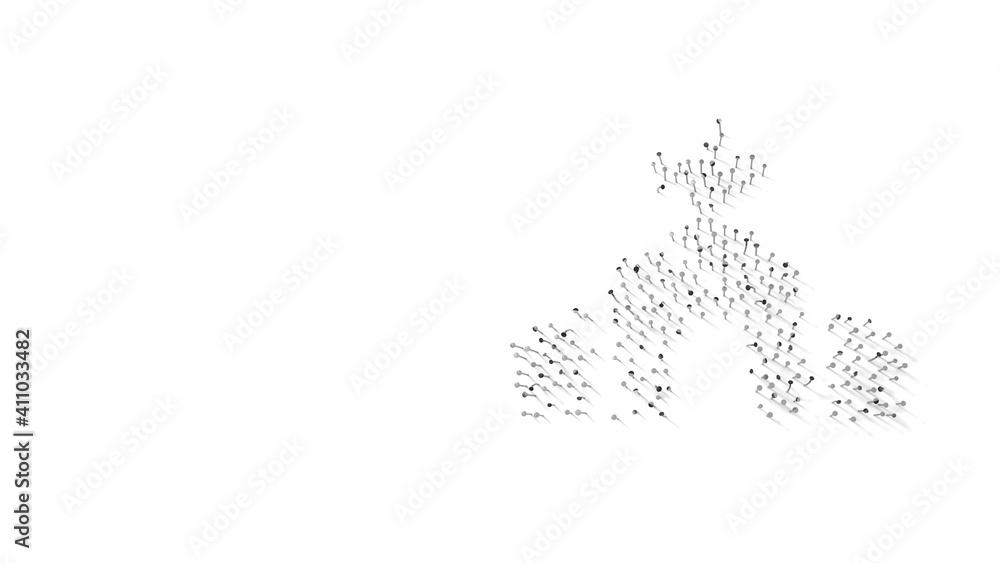 Poster 3d rendering of nails in shape of symbol of church with shadows isolated on white background