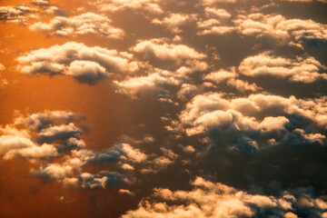 Amazing Cloudy Sky Background, Aerial View, Horizontal View