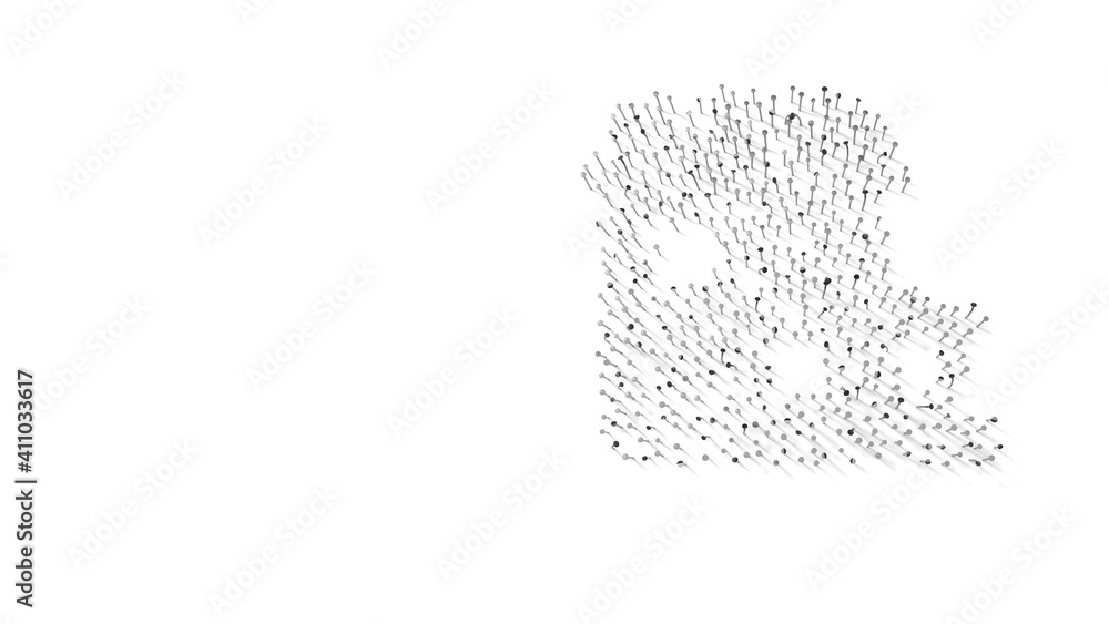 Aufkleber 3d rendering of nails in shape of symbol of house with shadows isolated on white background