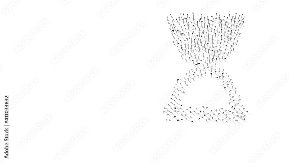 Poster 3d rendering of nails in shape of symbol of hourglass start with shadows isolated on white backgroun