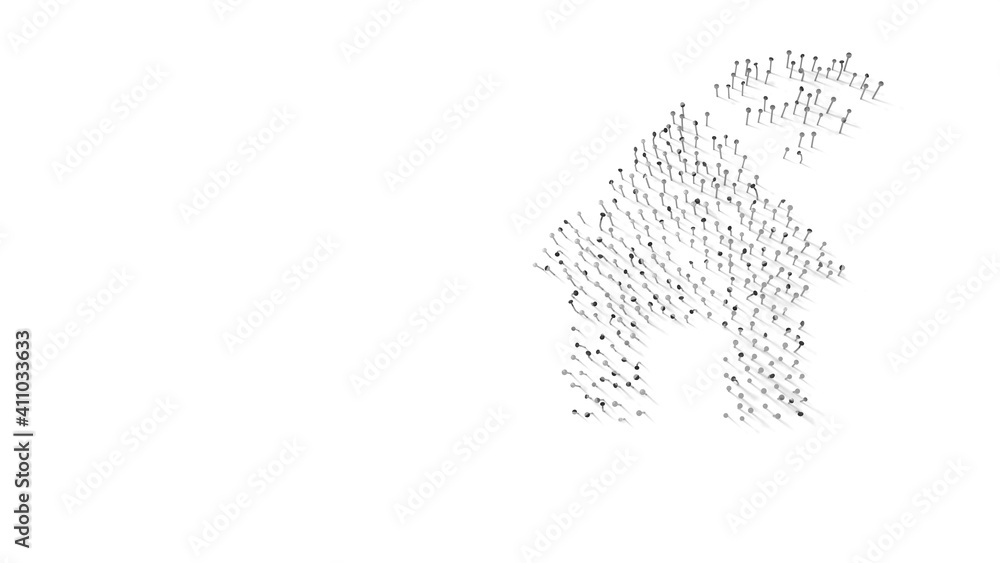 Aufkleber 3d rendering of nails in shape of symbol of house wi-fi with shadows isolated on white background