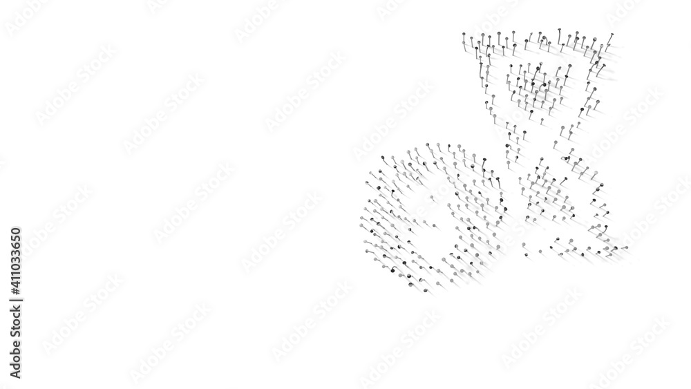 Poster 3d rendering of nails in shape of symbol of hourglass with shadows isolated on white background