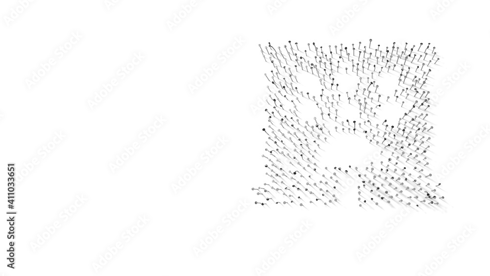 Poster 3d rendering of nails in shape of symbol of hotel with shadows isolated on white background
