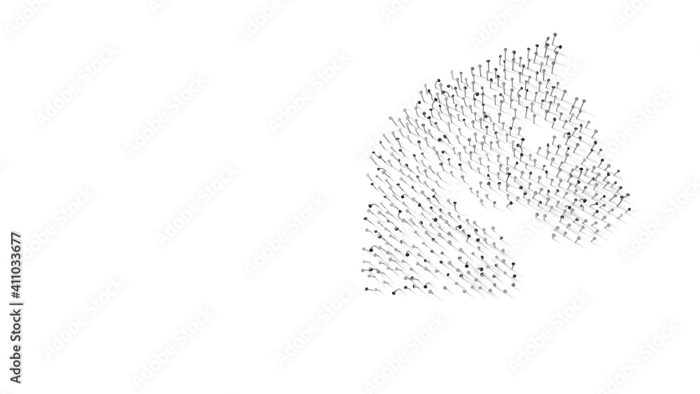 Poster 3d rendering of nails in shape of symbol of horse head with shadows isolated on white background