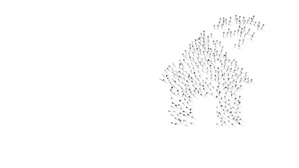 3d rendering of nails in shape of symbol of house wi-fi with shadows isolated on white background