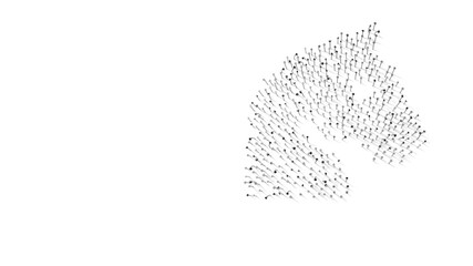 3d rendering of nails in shape of symbol of horse head with shadows isolated on white background