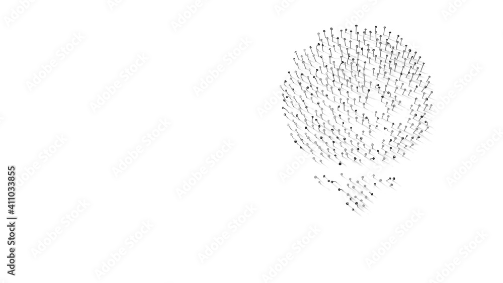 Poster 3d rendering of nails in shape of symbol of golf ball with shadows isolated on white background