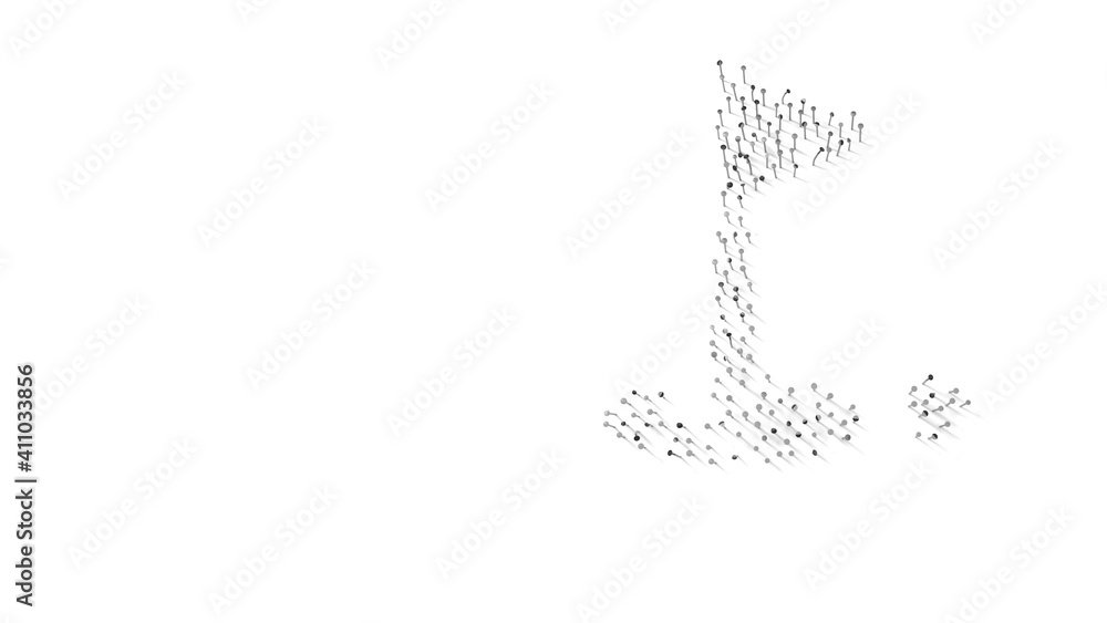 Poster 3d rendering of nails in shape of symbol of golf with shadows isolated on white background