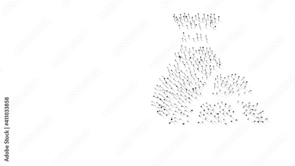 Poster 3d rendering of nails in shape of symbol of gold ingot with shadows isolated on white background