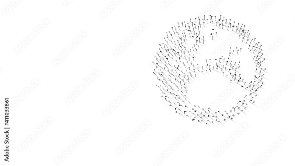 Aufkleber 3d rendering of nails in shape of symbol of globe europe with shadows isolated on white background
