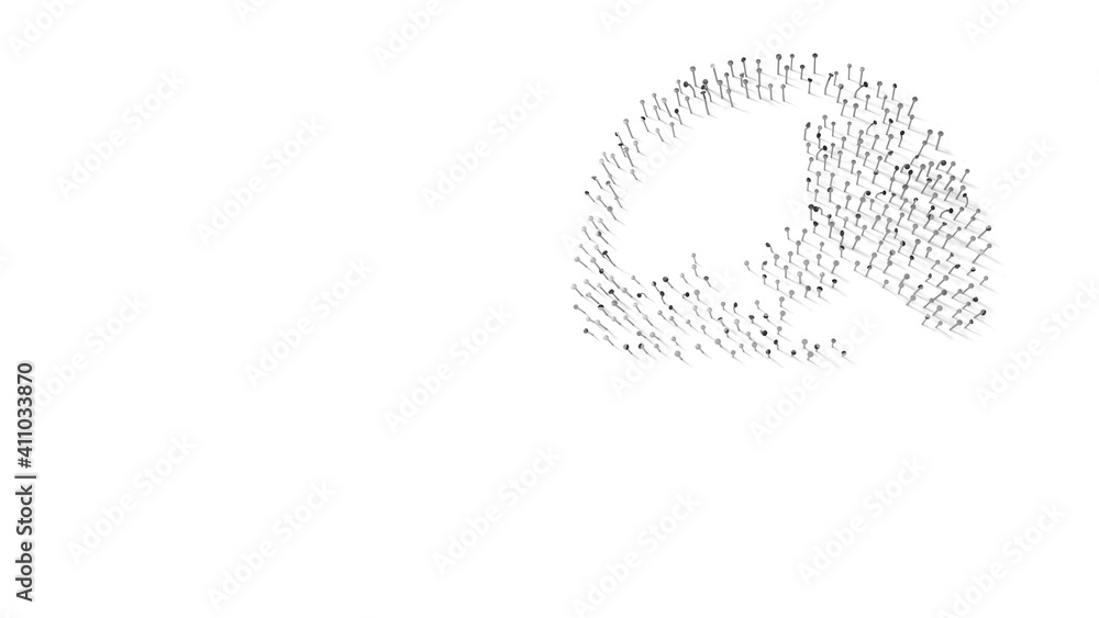 Aufkleber 3d rendering of nails in shape of symbol of globe asia with shadows isolated on white background