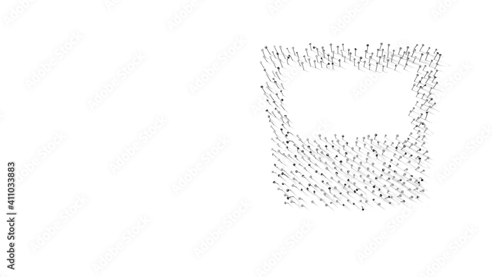 Poster 3d rendering of nails in shape of symbol of glass whiskey with shadows isolated on white background
