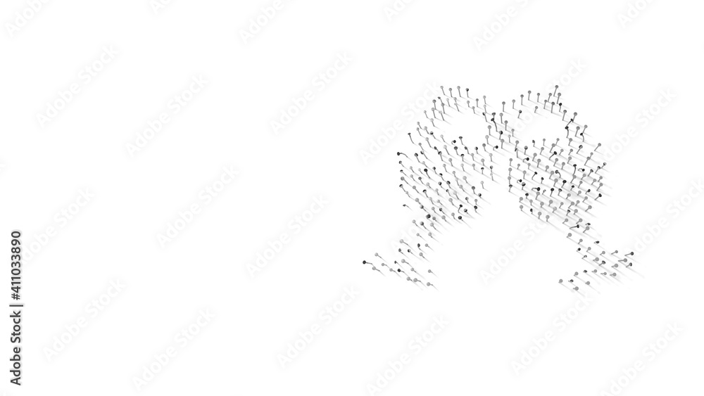 Poster 3d rendering of nails in shape of symbol of glass cheers with shadows isolated on white background