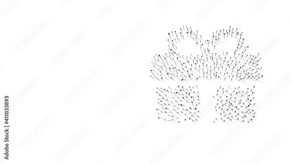 Aufkleber 3d rendering of nails in shape of symbol of gift with shadows isolated on white background