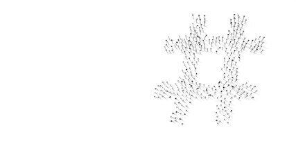 3d rendering of nails in shape of symbol of hashtag with shadows isolated on white background