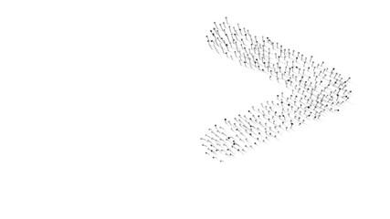 3d rendering of nails in shape of symbol of greater than with shadows isolated on white background