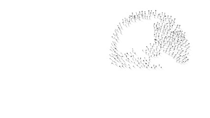 3d rendering of nails in shape of symbol of globe Asia with shadows isolated on white background