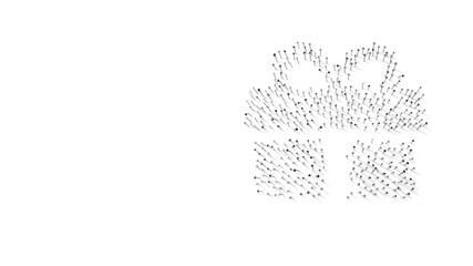 3d rendering of nails in shape of symbol of gift with shadows isolated on white background