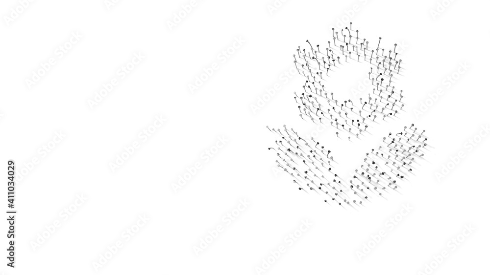 Aufkleber 3d rendering of nails in shape of symbol of flower with shadows isolated on white background