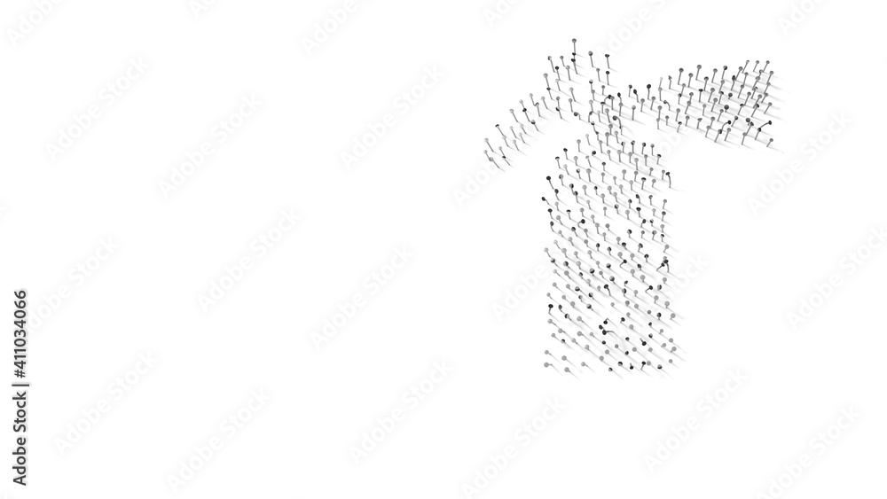 Aufkleber 3d rendering of nails in shape of symbol of fire extinguisher with shadows isolated on white backgro
