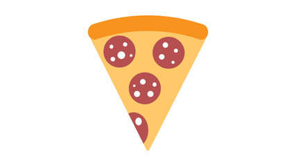 slice of pizza on thin crust, white background,  illustration. pizza with round pieces of sausage. pepperoni for a snack. delicious fatty pizza. unhealthy fast food snack