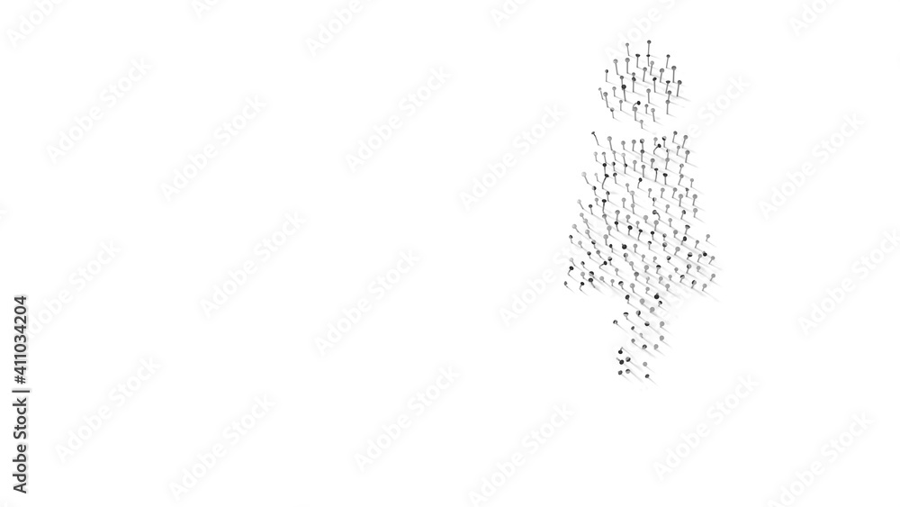 Poster 3d rendering of nails in shape of symbol of female with shadows isolated on white background
