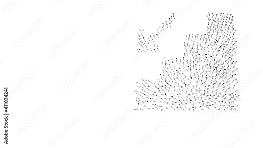 Poster 3d rendering of nails in shape of symbol of fallen with shadows isolated on white background