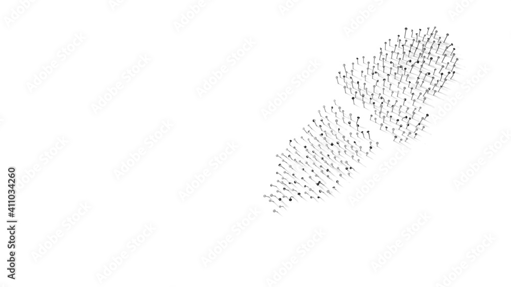 Aufkleber 3d rendering of nails in shape of symbol of eye dropper with shadows isolated on white background