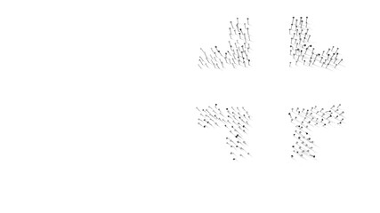 3d rendering of nails in shape of symbol of exit with shadows isolated on white background