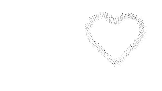 3d rendering of nails in shape of symbol of favorite with shadows isolated on white background