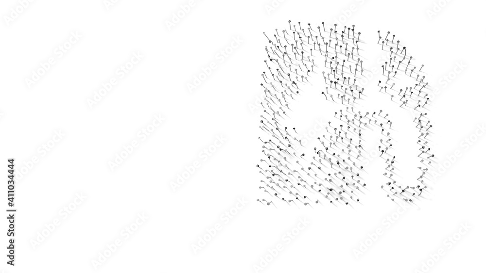 Poster 3d rendering of nails in shape of symbol of electric station with shadows isolated on white backgrou