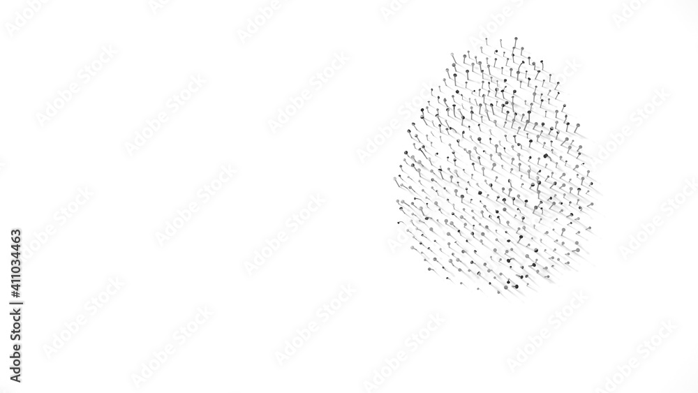 Poster 3d rendering of nails in shape of symbol of egg with shadows isolated on white background
